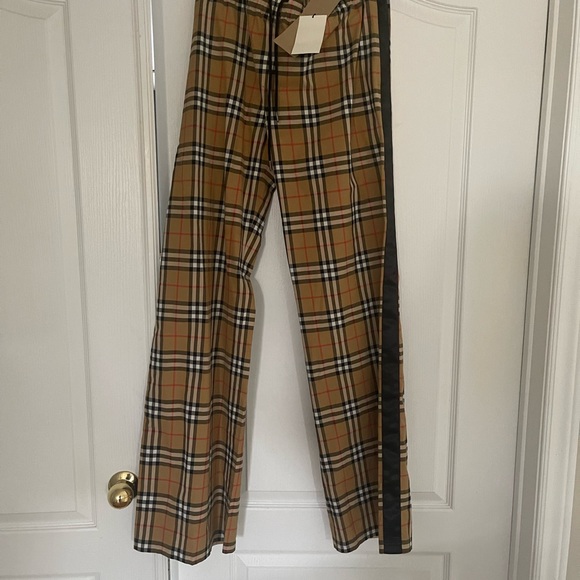 Burberry wide Stripe Vintage Check Stretch Cotton Trousers - Picture 5 of 7